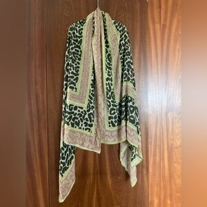 Theodora & Callum Leopard Print Scarf with Neon Highlights